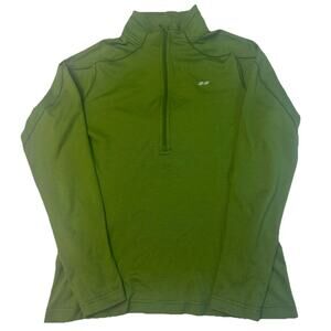 Koppen Women’s Quarter Zip Pullover Green Long Sleeve Activewear Top Medium